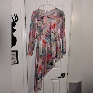 Floral Asymmetrical Long Sleeve Top